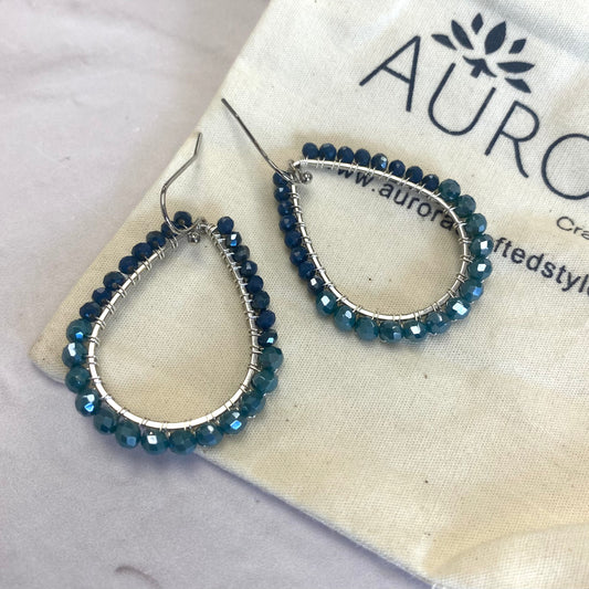 Aurora Crafted Style-Azure Blues Mini Teardrop (Silver)-Earrings-Aurora Crafted Jewellery-