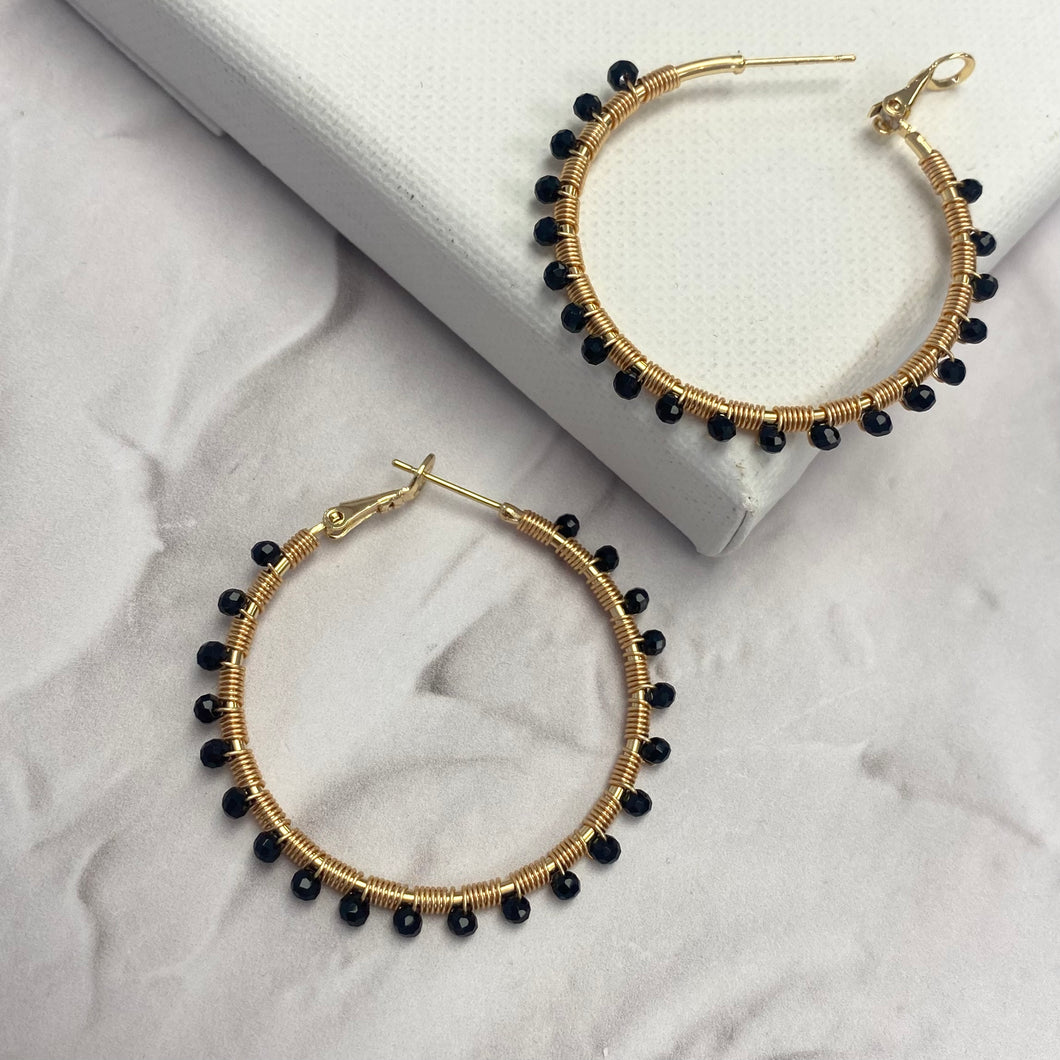 XL Retro Hoop in Black (Gold)