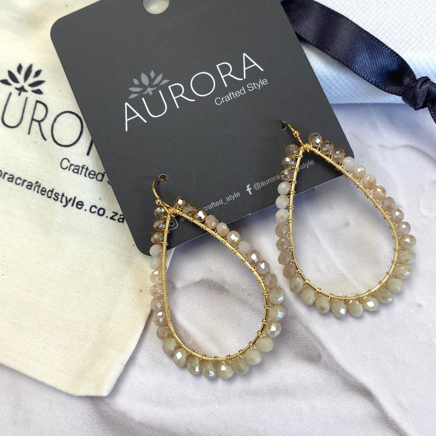 Aurora Crafted Style-Neutral Nude Ombre Teardrop (Gold)-Earrings-Aurora Crafted Jewellery-