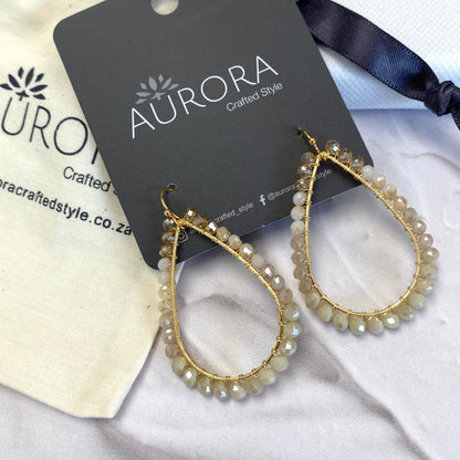 Aurora Crafted Style-Neutral Nude Ombre Teardrop (Gold)-Earrings-Aurora Crafted Jewellery-