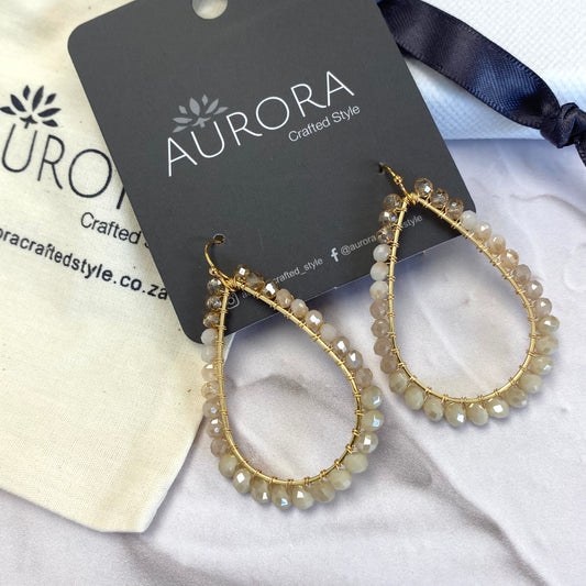 Aurora Crafted Style-Neutral Nude Ombre Teardrop (Gold)-Earrings-Aurora Crafted Jewellery-