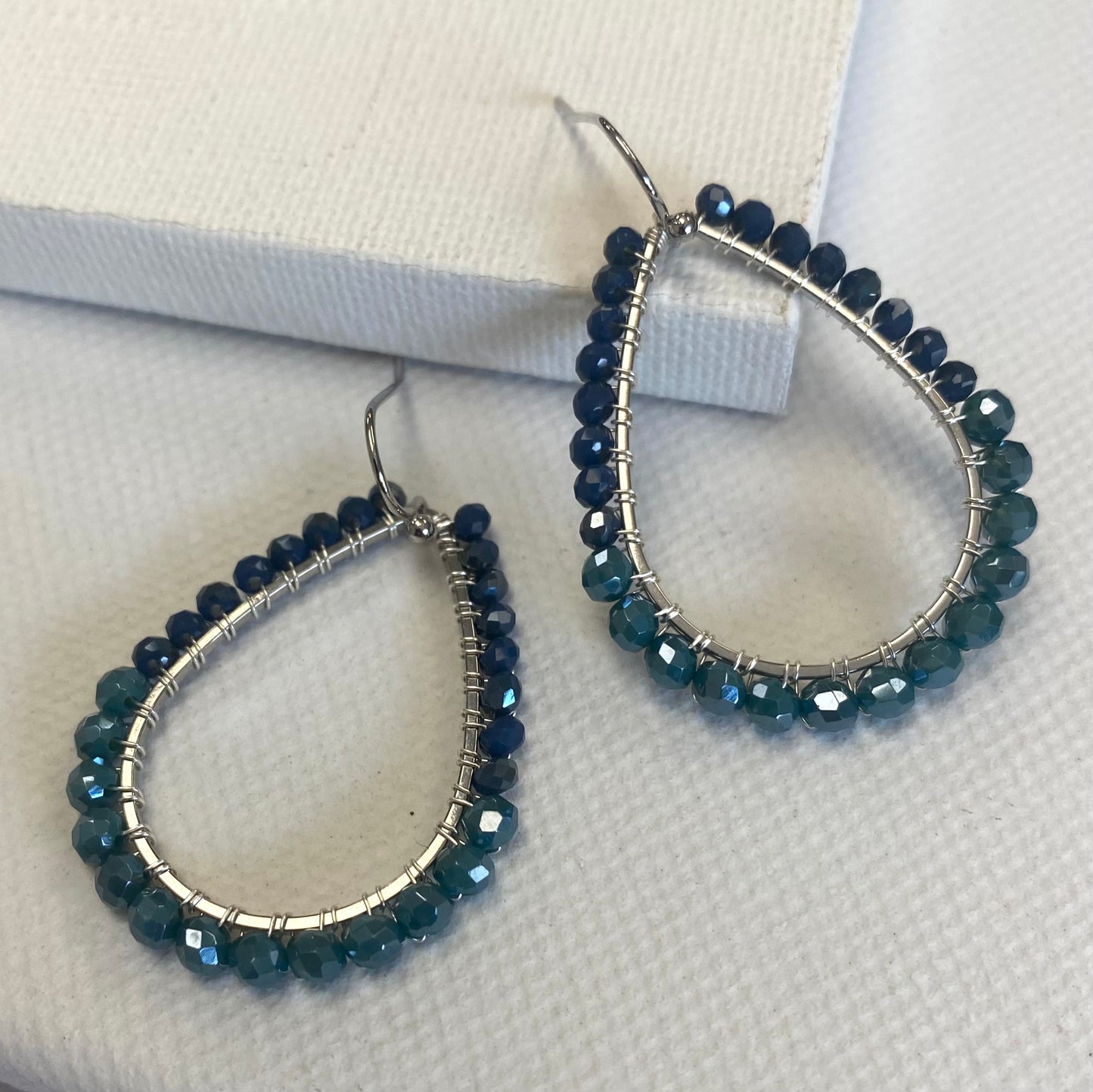 Aurora Crafted Style-Azure Blues Mini Teardrop (Silver)-Earrings-Aurora Crafted Jewellery-