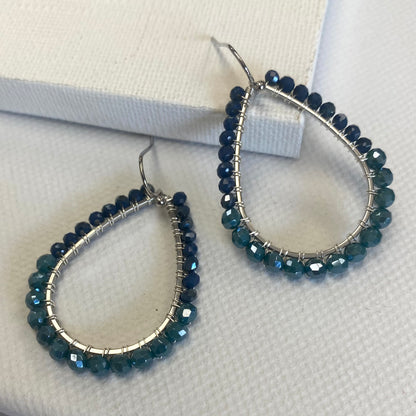 Aurora Crafted Style-Azure Blues Mini Teardrop (Silver)-Earrings-Aurora Crafted Jewellery-