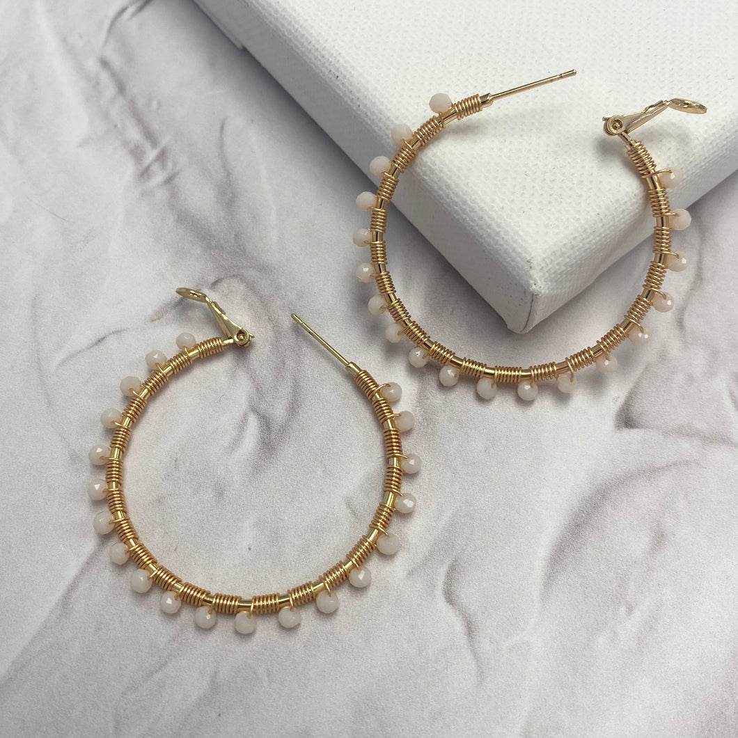 XL Retro Hoop in Cream Quartz (Gold)