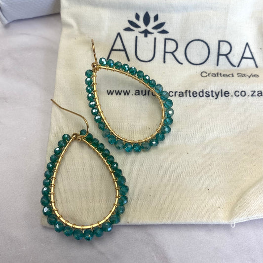 Aurora Crafted Style-Mediterranean Blue Mini Teardrop (Gold)-Earrings-Aurora Crafted Jewellery-