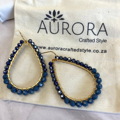 Aurora Crafted Style-Intense Indigo Classic Teardrop-Earrings-Aurora Crafted Jewellery-