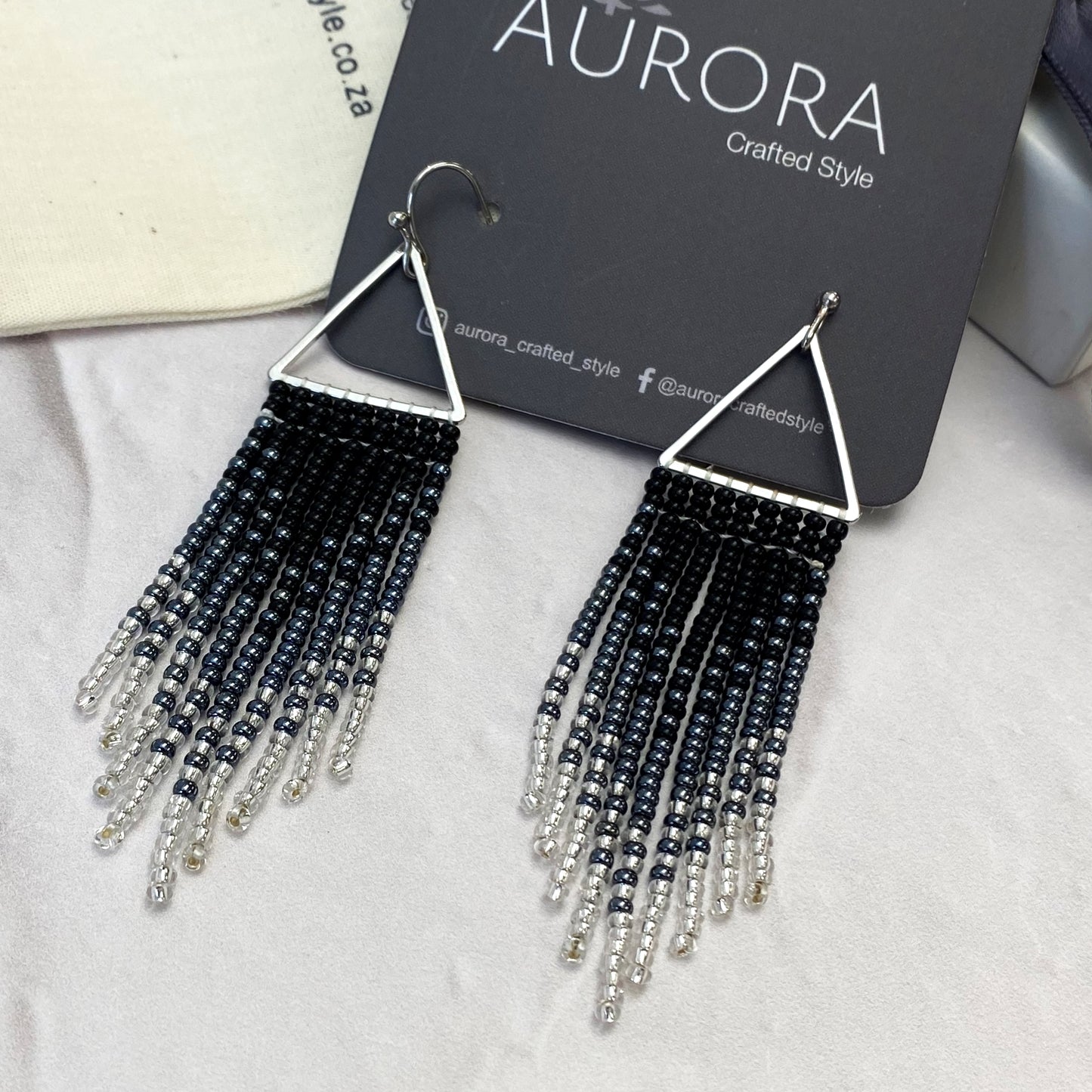 Aurora Crafted Style-Frosted Slate Ombre Triangle (Silver)-Earrings-Aurora Crafted Jewellery-