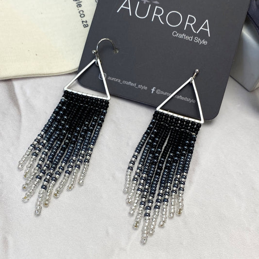 Aurora Crafted Style-Frosted Slate Ombre Triangle (Silver)-Earrings-Aurora Crafted Jewellery-