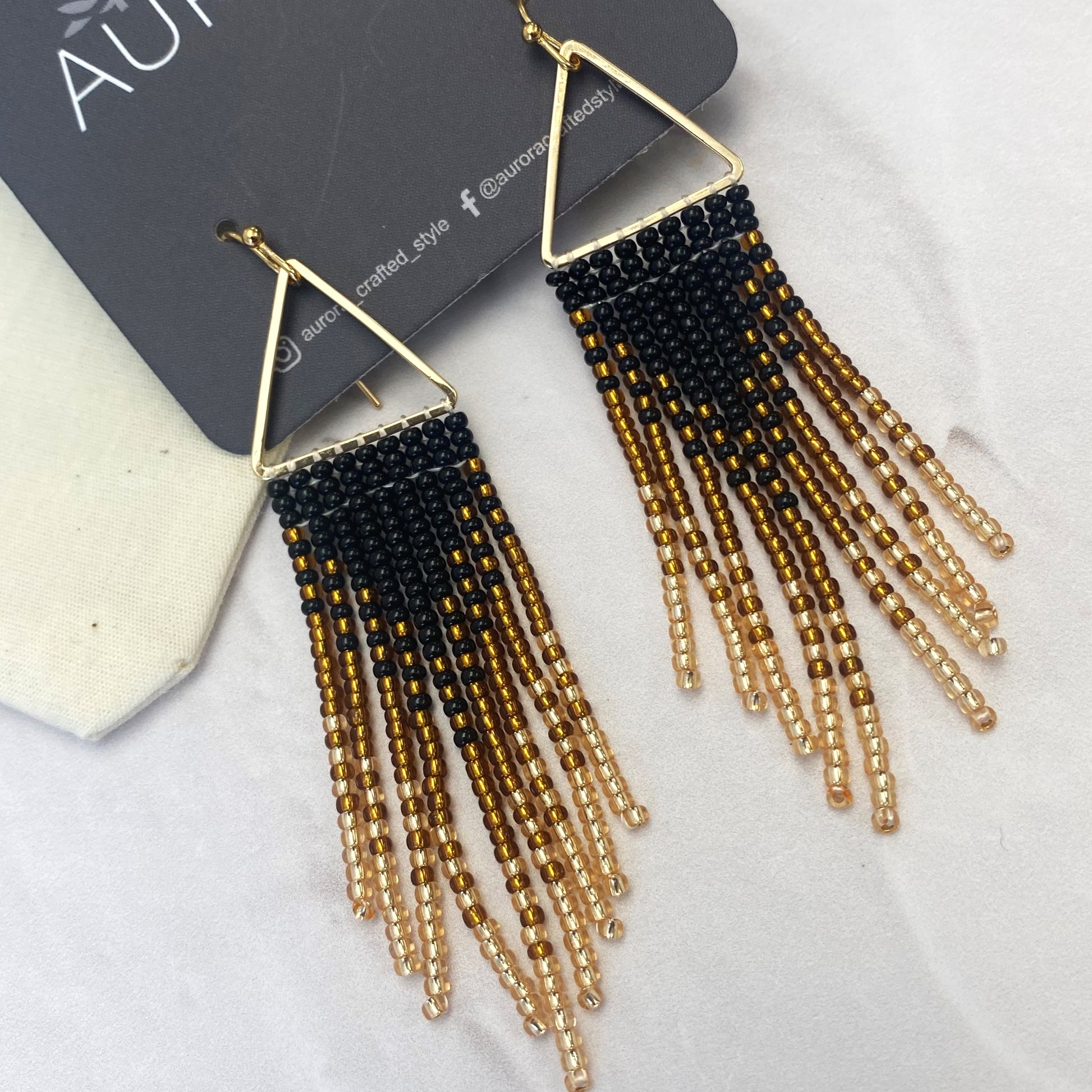 Aurora Crafted Style-Bronzed Black Ombre Triangle (Gold)-Earrings-Aurora Crafted Jewellery-