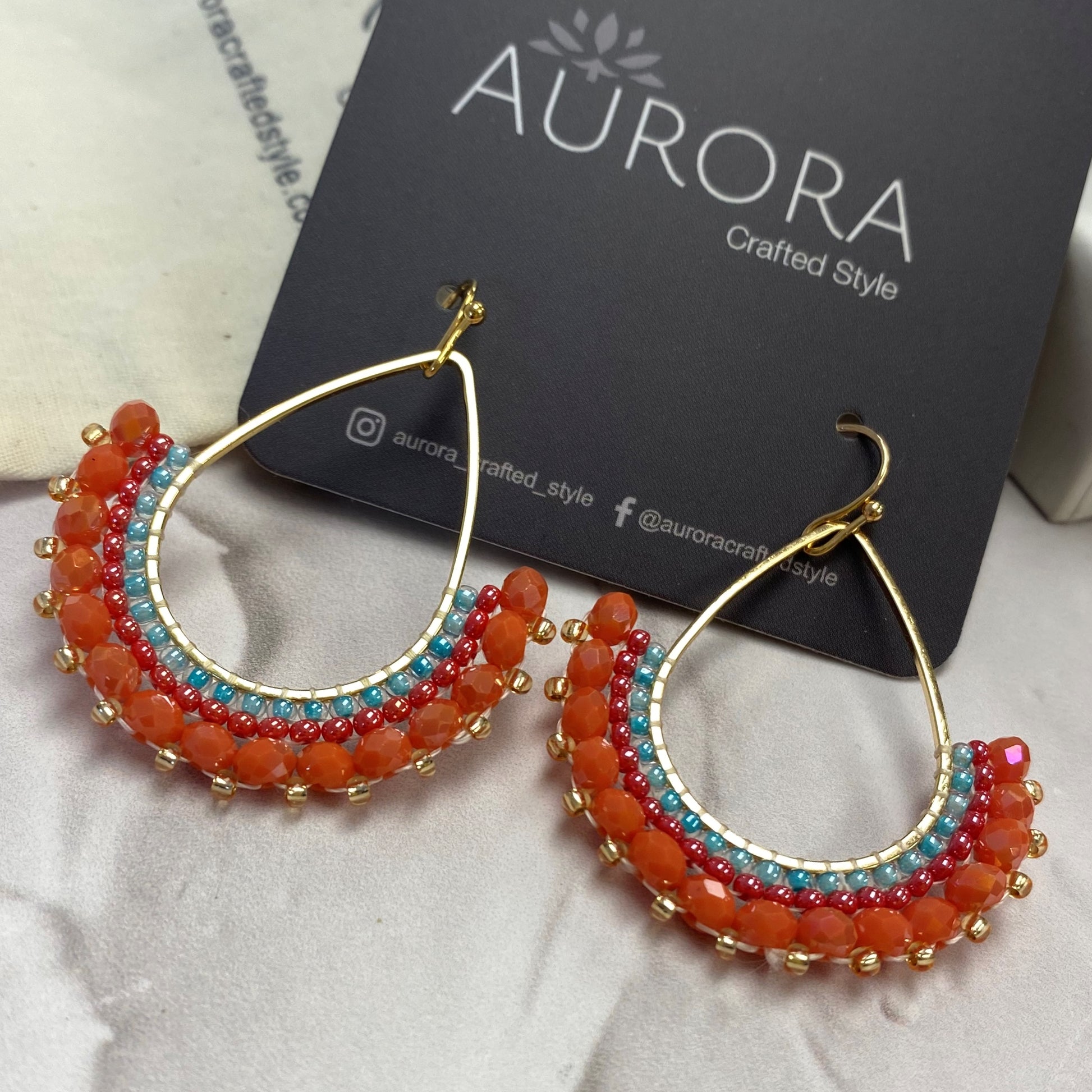 Aurora Crafted Style-Half Frida in Coral (Gold)-Earrings-Aurora Crafted Jewellery-