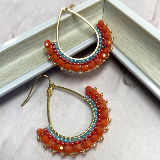 Aurora Crafted Style-Half Frida in Coral (Gold)-Earrings-Aurora Crafted Jewellery-