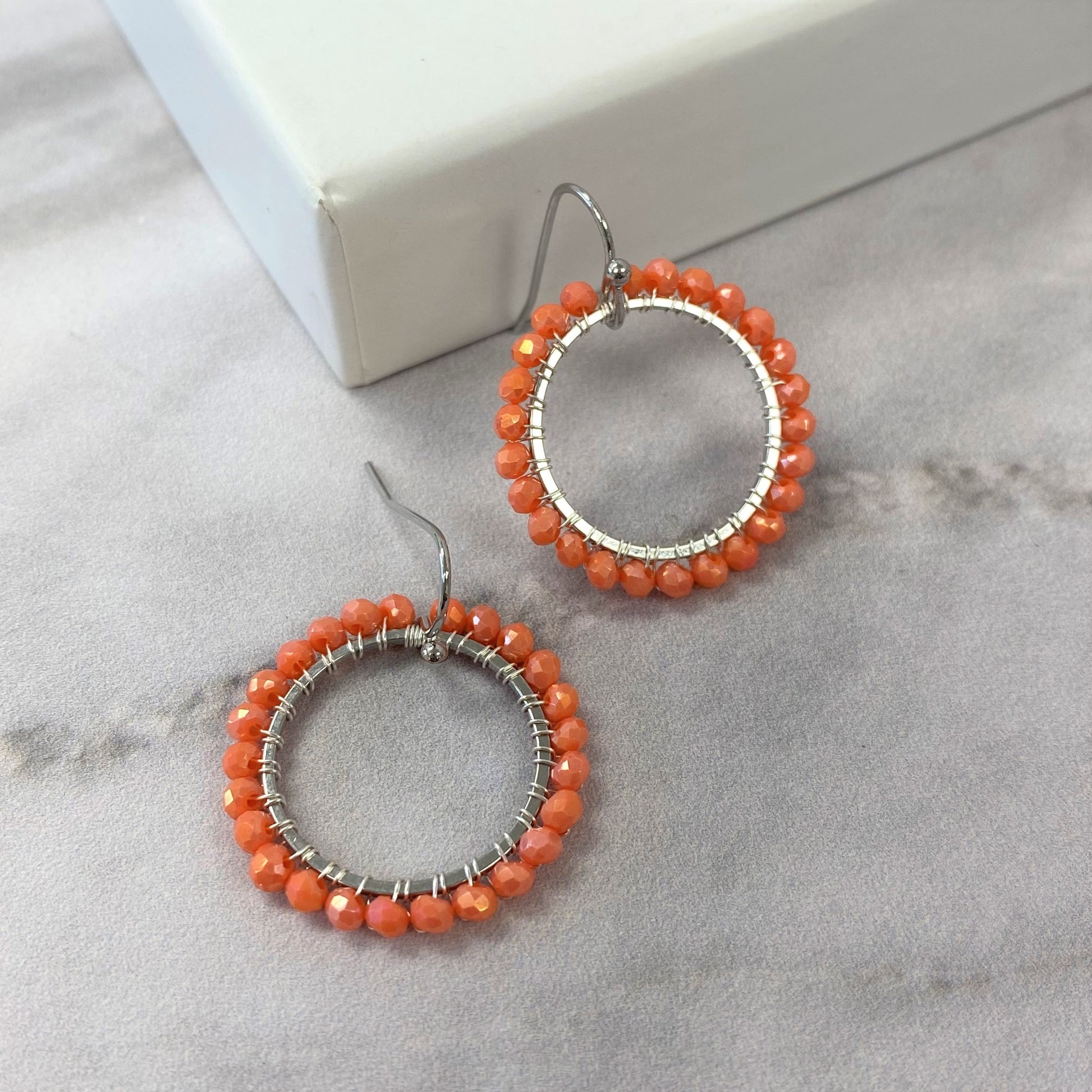 Aurora Crafted Style-Aurora Huggies in Coral (Silver)-Earrings-Aurora Crafted Jewellery-