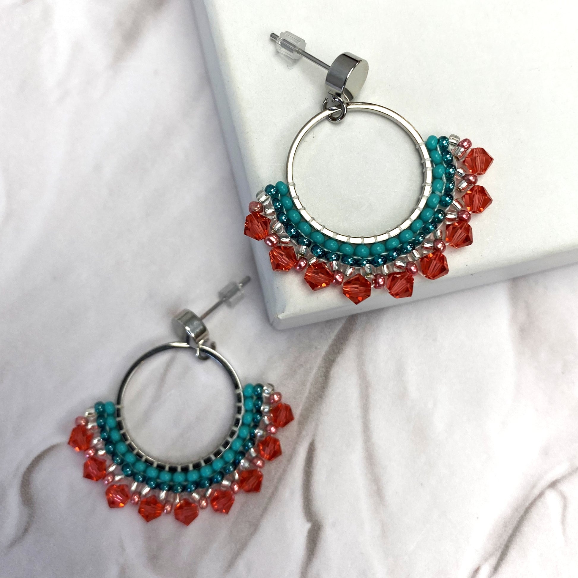 Aurora Crafted Style-Small Frida in Coral (Silver)-Earrings-Aurora Crafted Jewellery-