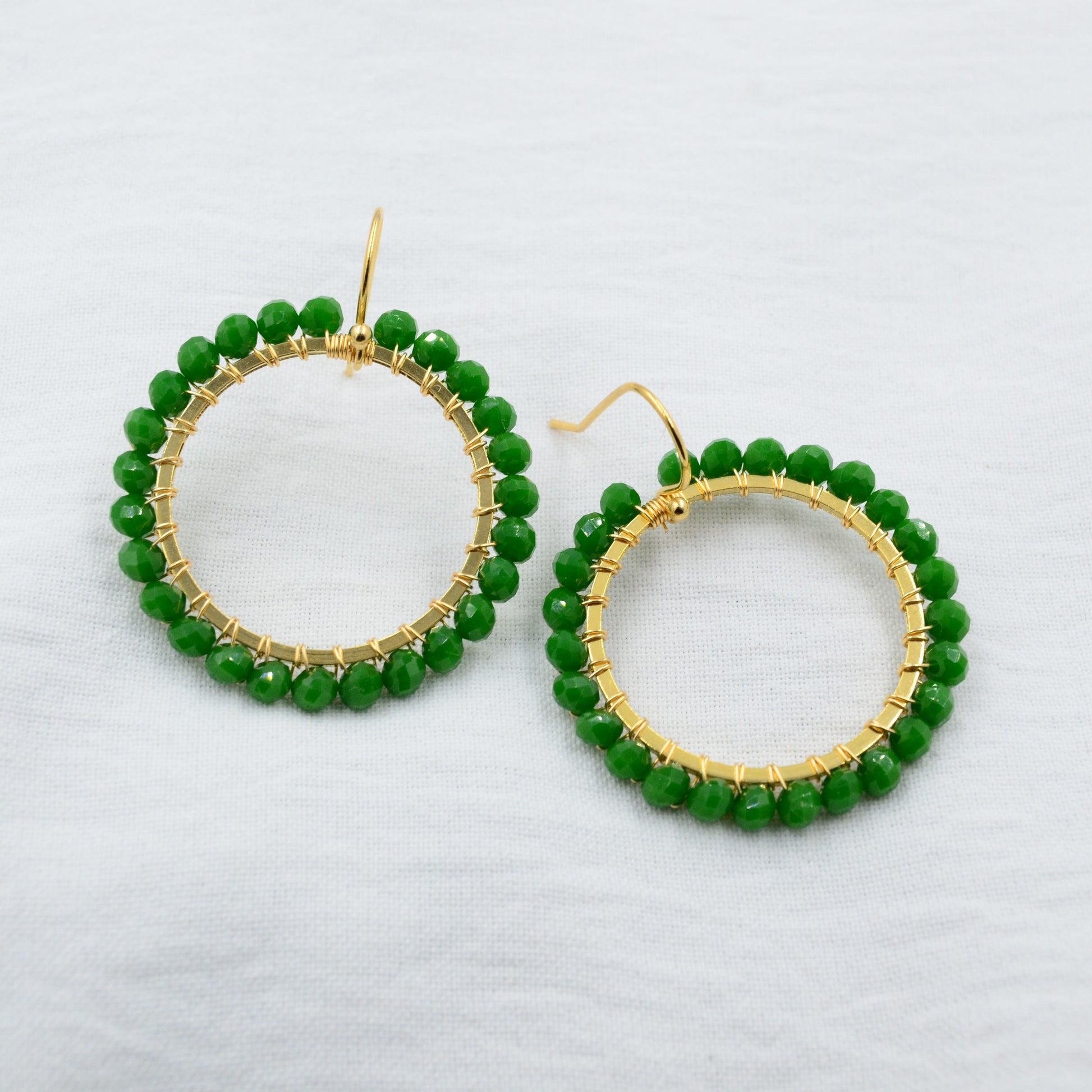 Aurora Crafted Style-Green Brilliant Basics (Gold)-Earrings-Aurora Crafted Jewellery-