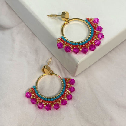 Aurora Crafted Style-Small Frida in Hot Pink (Gold)-Earrings-Aurora Crafted Jewellery-