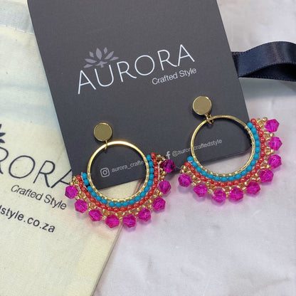 Aurora Crafted Style-Small Frida in Hot Pink (Gold)-Earrings-Aurora Crafted Jewellery-