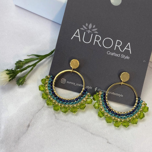 Aurora Crafted Style-Small Frida in Lime Green (Gold)-Earrings-Aurora Crafted Jewellery-