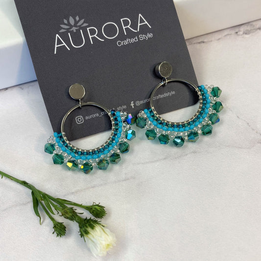 Aurora Crafted Style-Small Frida in Aqua (Silver)-Earrings-Aurora Crafted Jewellery-
