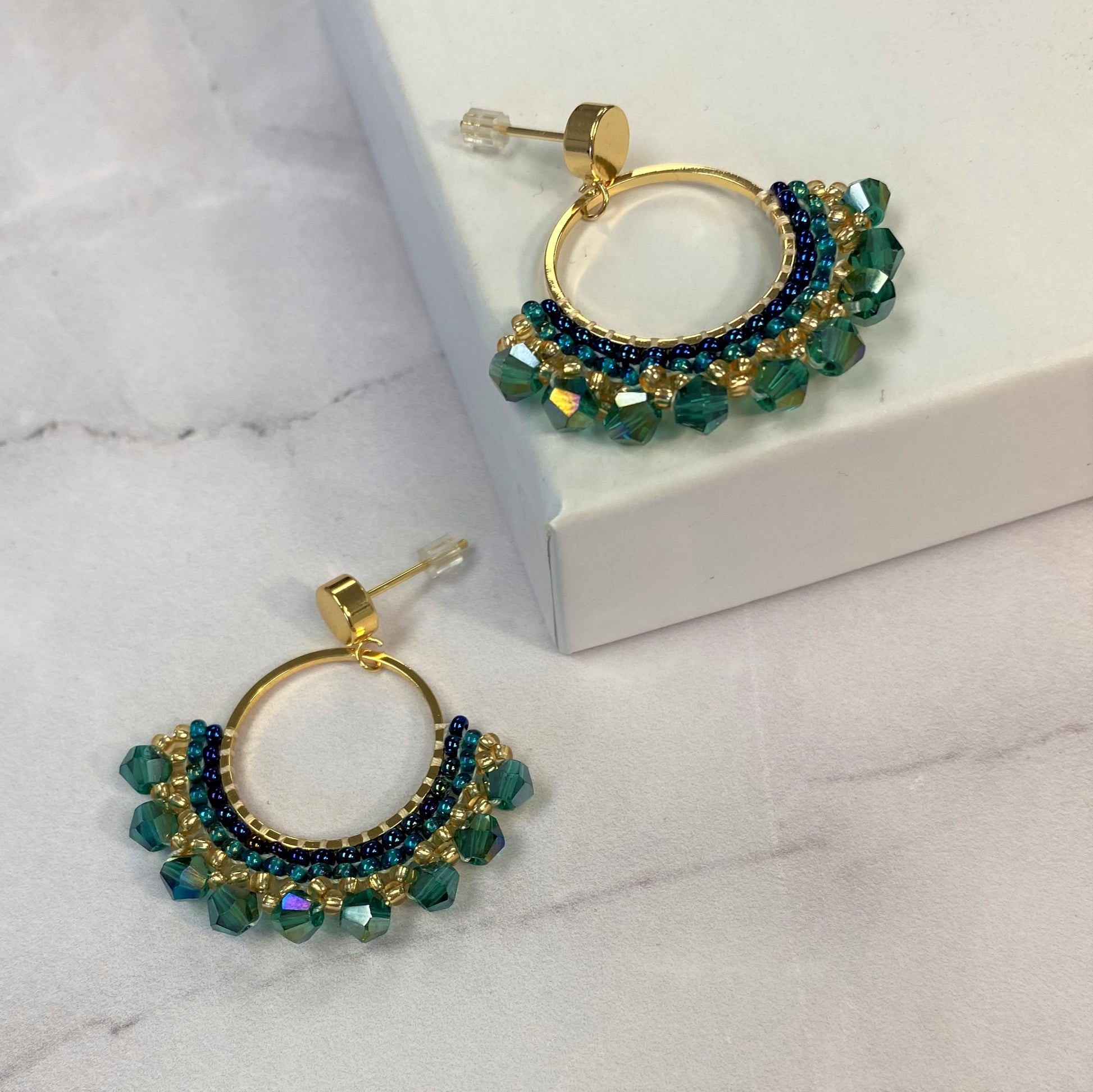 Aurora Crafted Style-Small Frida in Aqua (Gold)-Earrings-Aurora Crafted Jewellery-