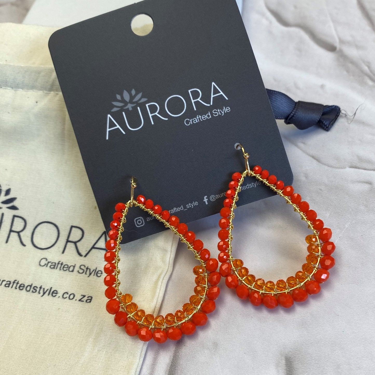 Aurora Crafted Style-Drop & a Half in Tangerine Temptation (Gold)-Earrings-Aurora Crafted Jewellery-