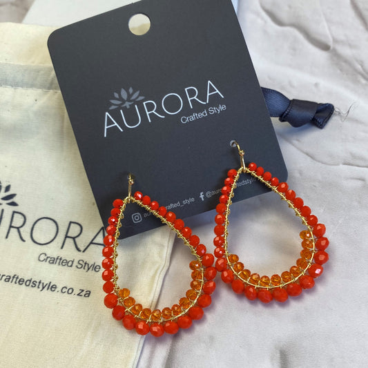 Aurora Crafted Style-Drop & a Half in Tangerine Temptation (Gold)-Earrings-Aurora Crafted Jewellery-