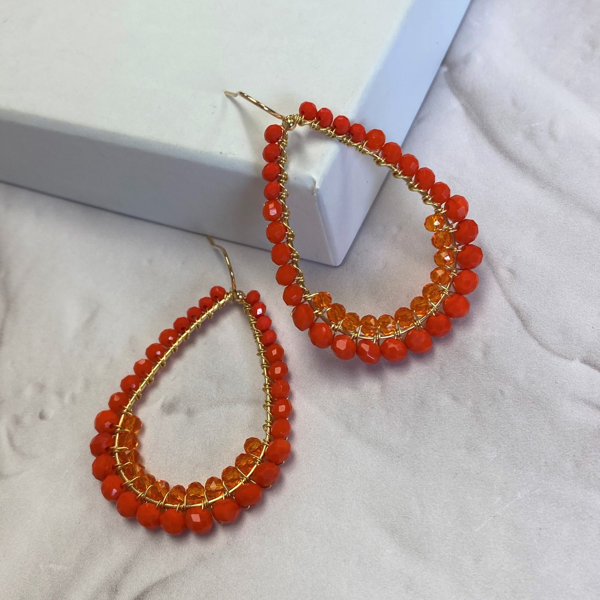 Aurora Crafted Style-Drop & a Half in Tangerine Temptation (Gold)-Earrings-Aurora Crafted Jewellery-