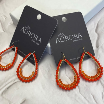 Aurora Crafted Style-Drop & a Half in Tangerine Temptation (Gold)-Earrings-Aurora Crafted Jewellery-
