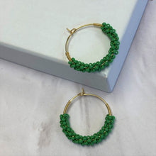 Load image into Gallery viewer, Wrapped Hoops in Apple Green (Gold)
