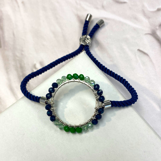 Aurora Crafted Style-Navy & Green Aurora Wristlet-BRACELETS-Aurora Crafted Jewellery-