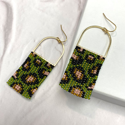 Aurora Crafted Style-Lime Leopard Horseshoe-Earrings-Aurora Crafted Jewellery-