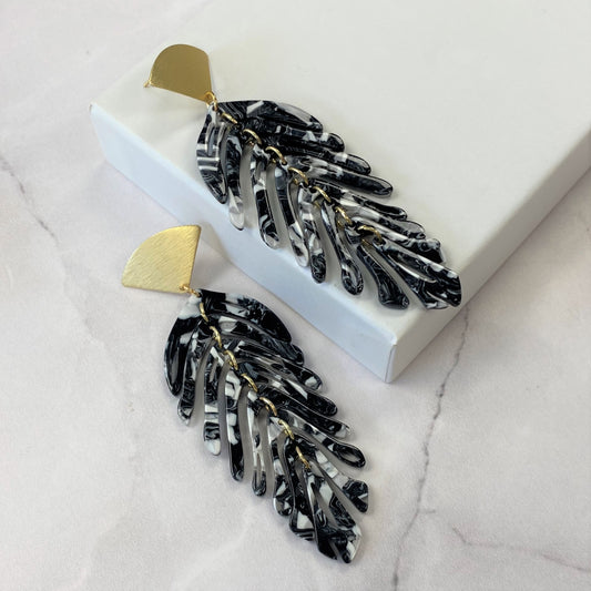 Aurora Crafted Style-Delicious Monochrome Fronds-Earrings-Aurora Crafted Jewellery-