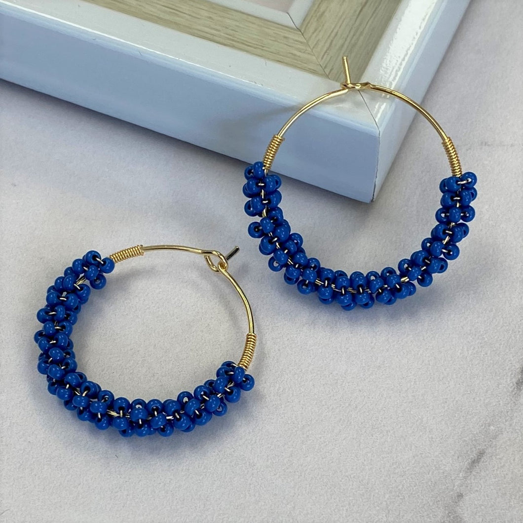 Wrapped Hoops in Cobalt Blue (Gold)