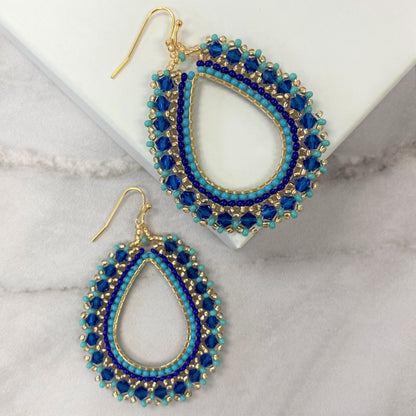 Aurora Crafted Style-Full Frida in Blues (Gold)-Earrings-Aurora Crafted Jewellery-