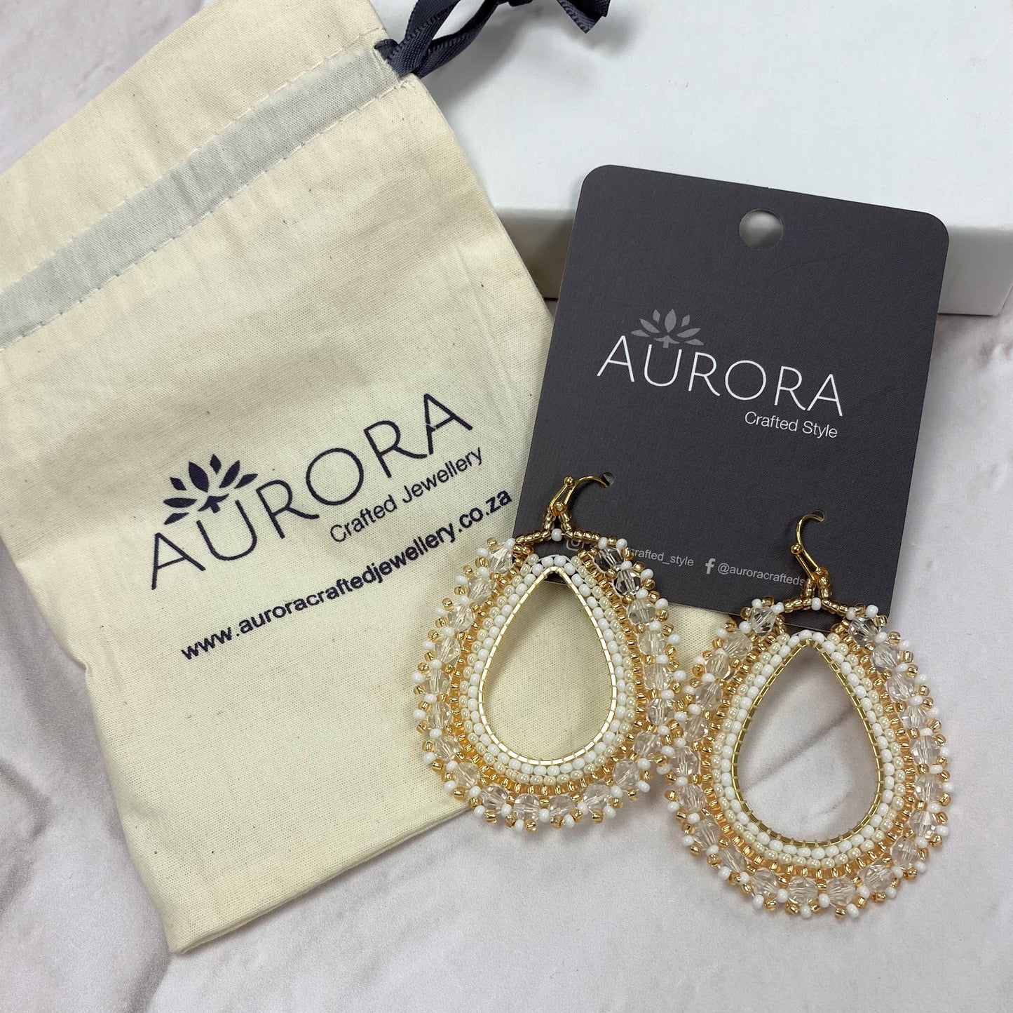 Aurora Crafted Style-Full Frida in Whites (Gold)-Earrings-Aurora Crafted Jewellery-