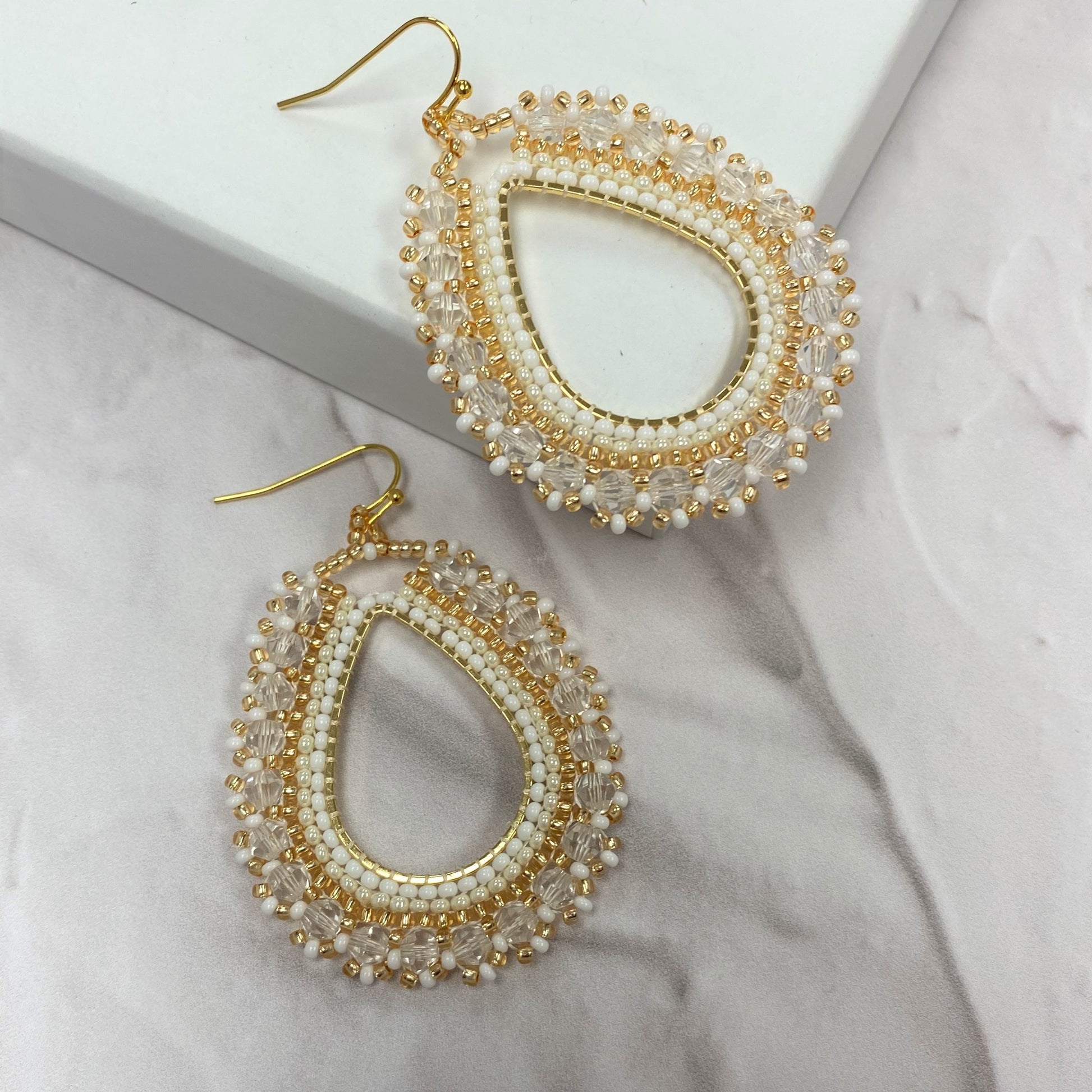 Aurora Crafted Style-Full Frida in Whites (Gold)-Earrings-Aurora Crafted Jewellery-