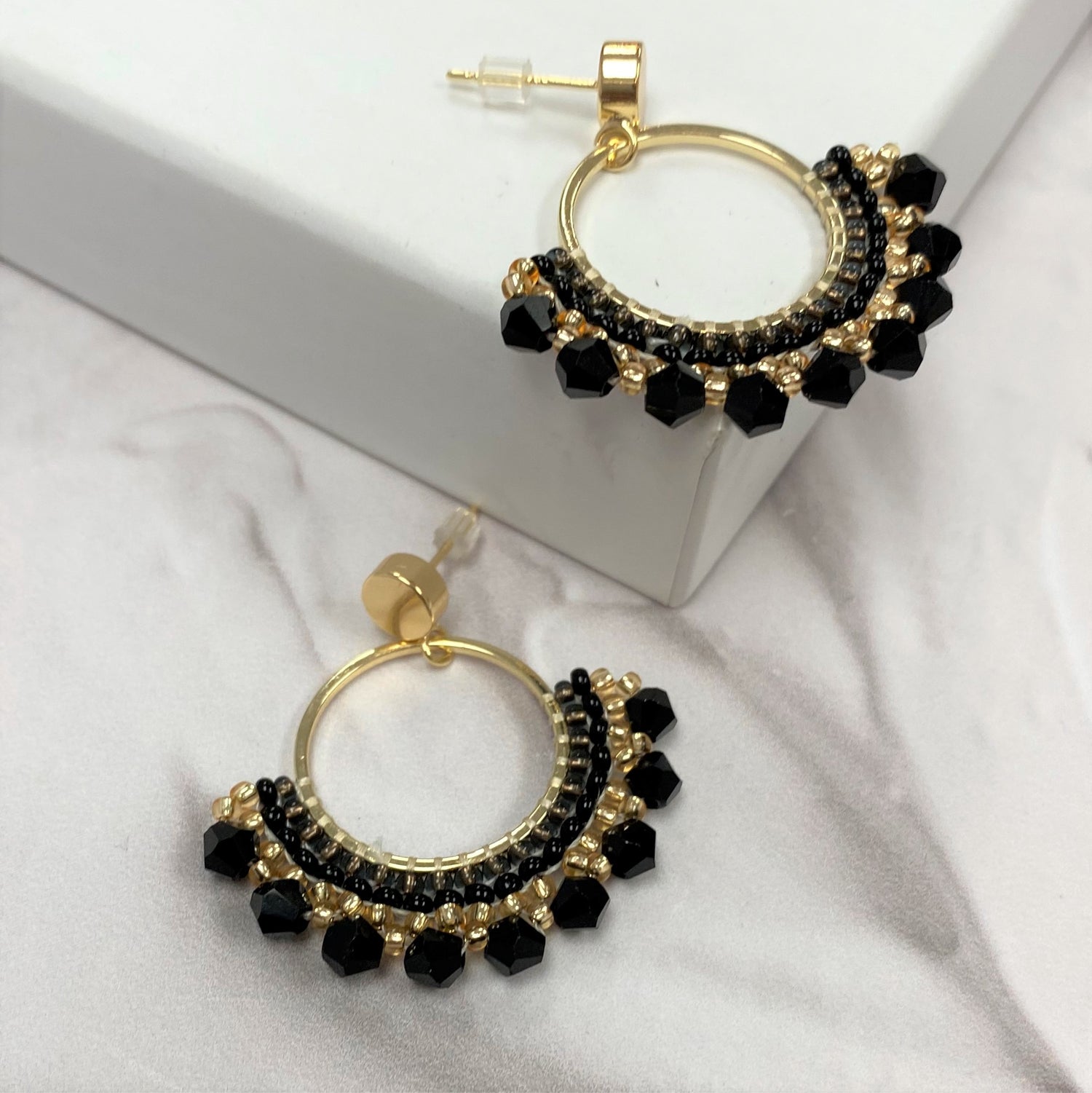 Aurora Crafted Style-Small Frida in Black (Gold)-Earrings-Aurora Crafted Jewellery-