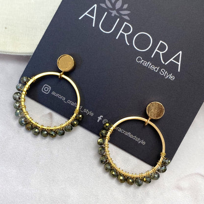 Aurora Crafted Style-Semicircles in Smokey Quartz (Gold)-Earrings-Aurora Crafted Jewellery-