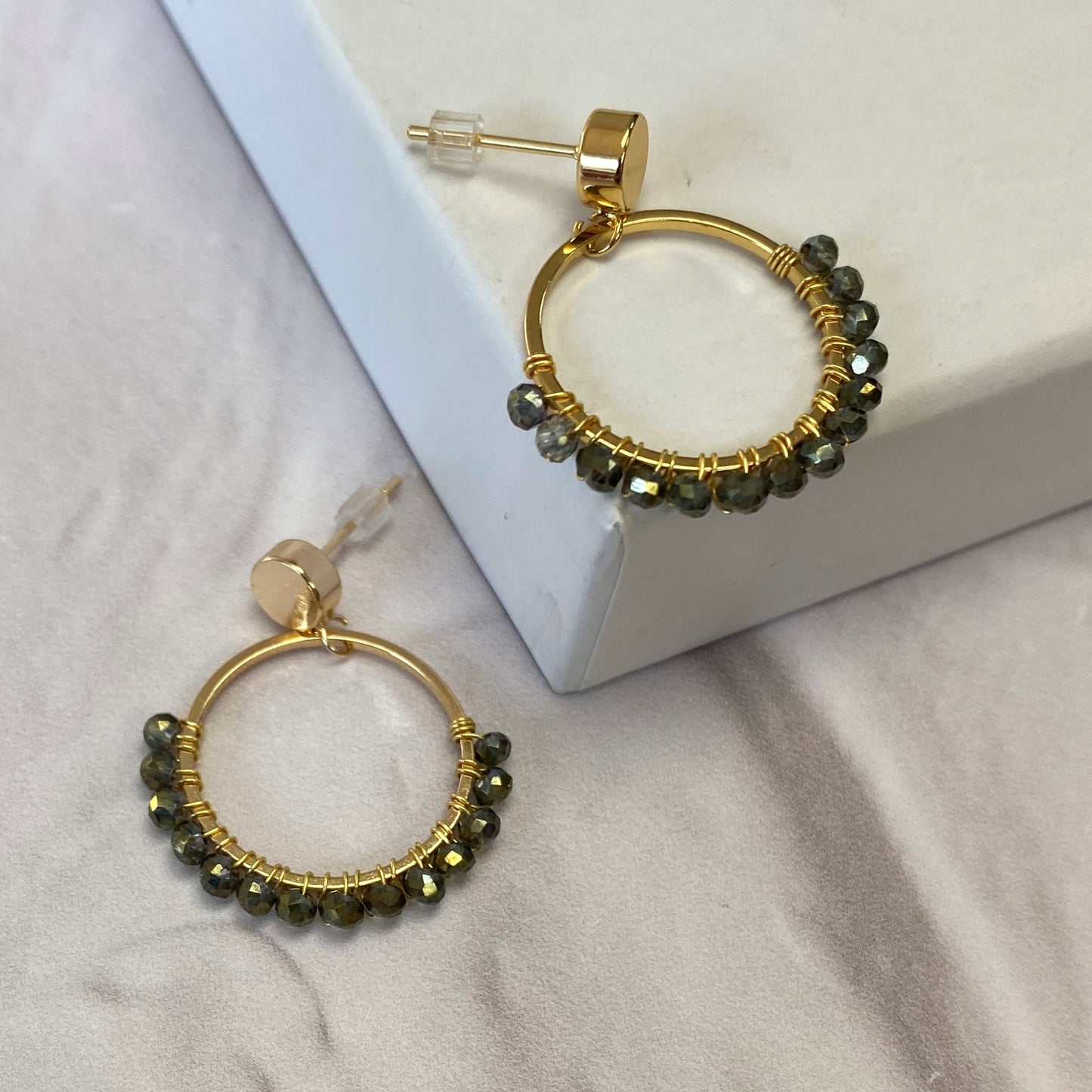 Aurora Crafted Style-Semicircles in Smokey Quartz (Gold)-Earrings-Aurora Crafted Jewellery-
