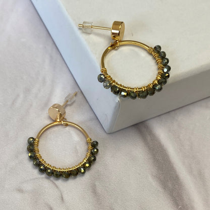 Aurora Crafted Style-Semicircles in Smokey Quartz (Gold)-Earrings-Aurora Crafted Jewellery-