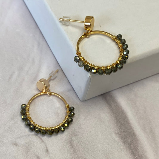 Aurora Crafted Style-Semicircles in Smokey Quartz (Gold)-Earrings-Aurora Crafted Jewellery-