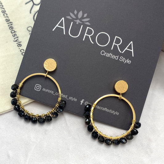 Aurora Crafted Style-Semicircles in Soft Black (Gold)-Earrings-Aurora Crafted Jewellery-