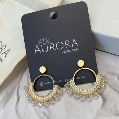 Aurora Crafted Style-Small Frida in Whites (Gold)-Earrings-Aurora Crafted Jewellery-