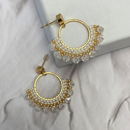 Aurora Crafted Style-Small Frida in Whites (Gold)-Earrings-Aurora Crafted Jewellery-