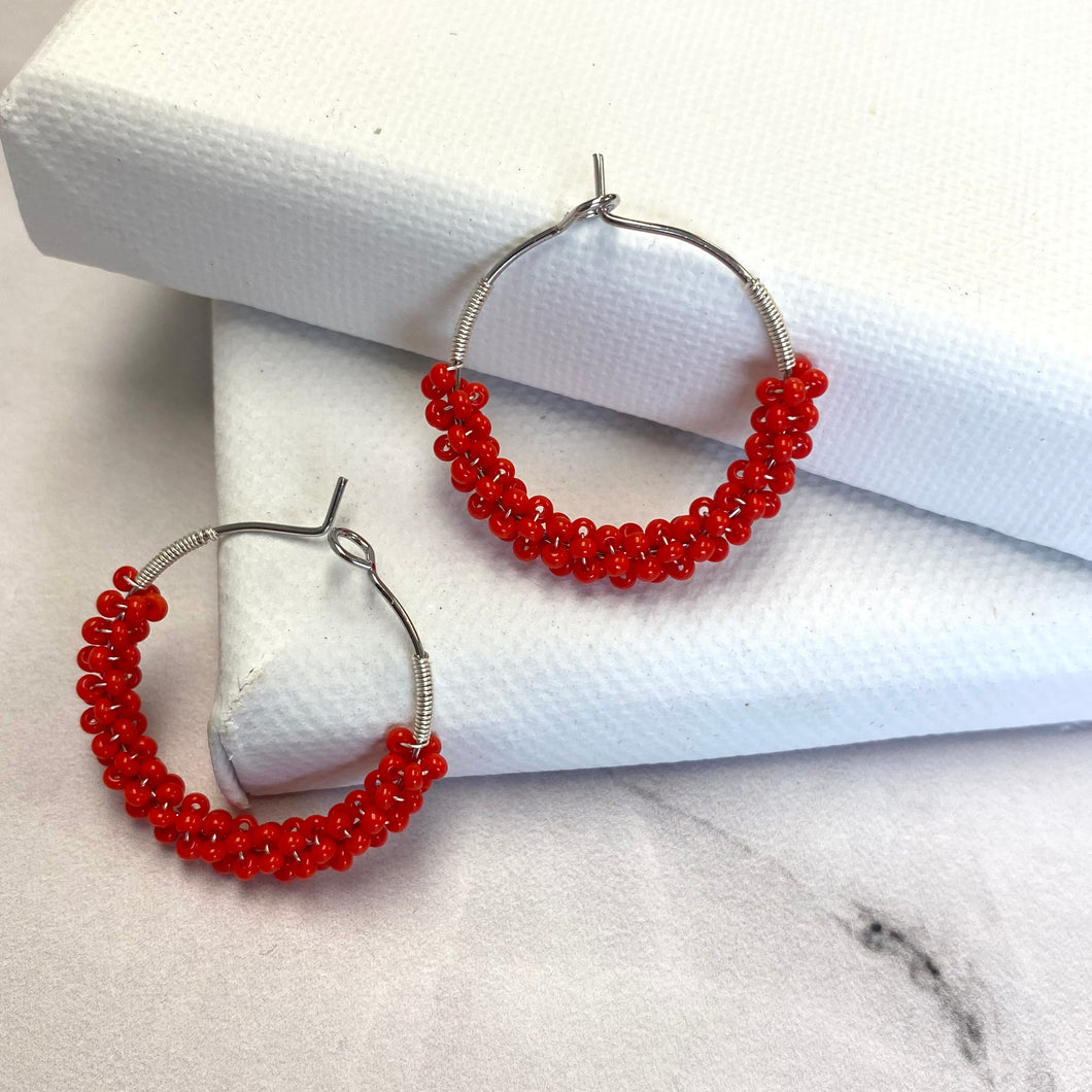 Wrapped Hoops in Robot Red (Silver)