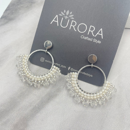 Aurora Crafted Style-Small Frida in White (Silver)-Earrings-Aurora Crafted Jewellery-