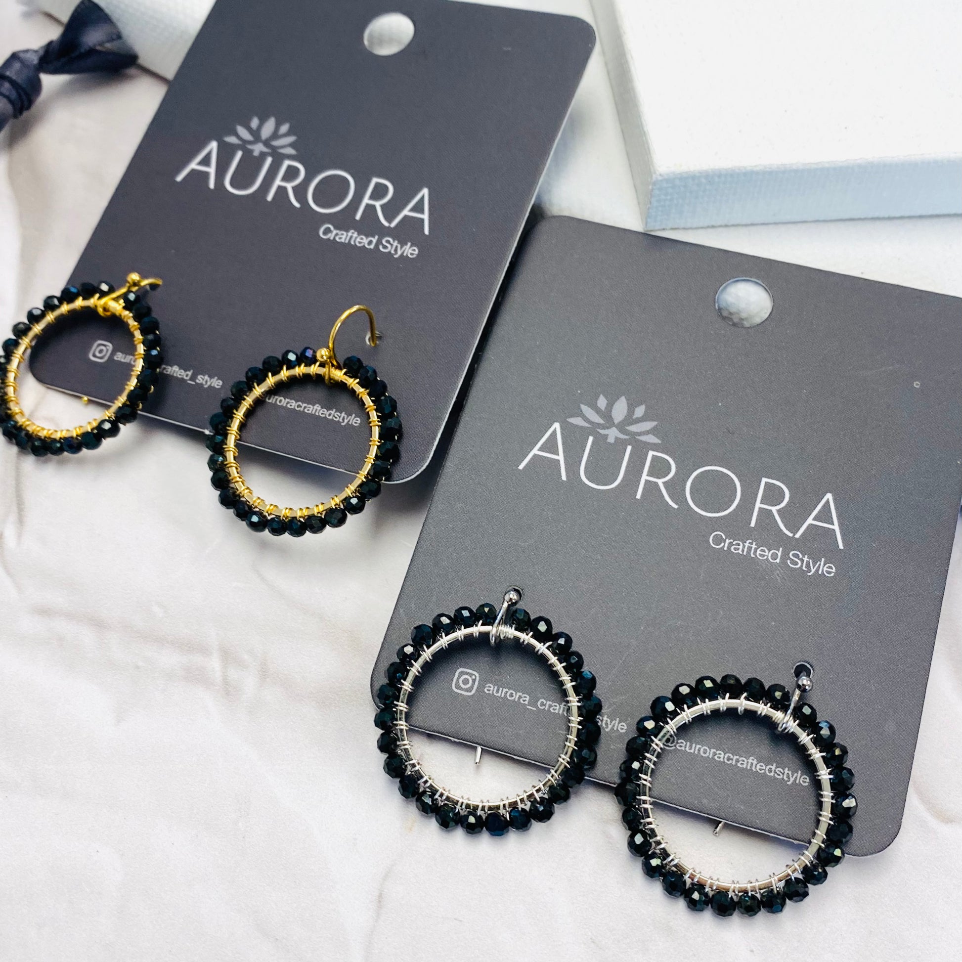 Aurora Crafted Style-Aurora Huggies in Onyx (Silver)-Earrings-Aurora Crafted Jewellery-