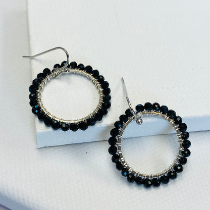 Aurora Crafted Style-Aurora Huggies in Onyx (Silver)-Earrings-Aurora Crafted Jewellery-