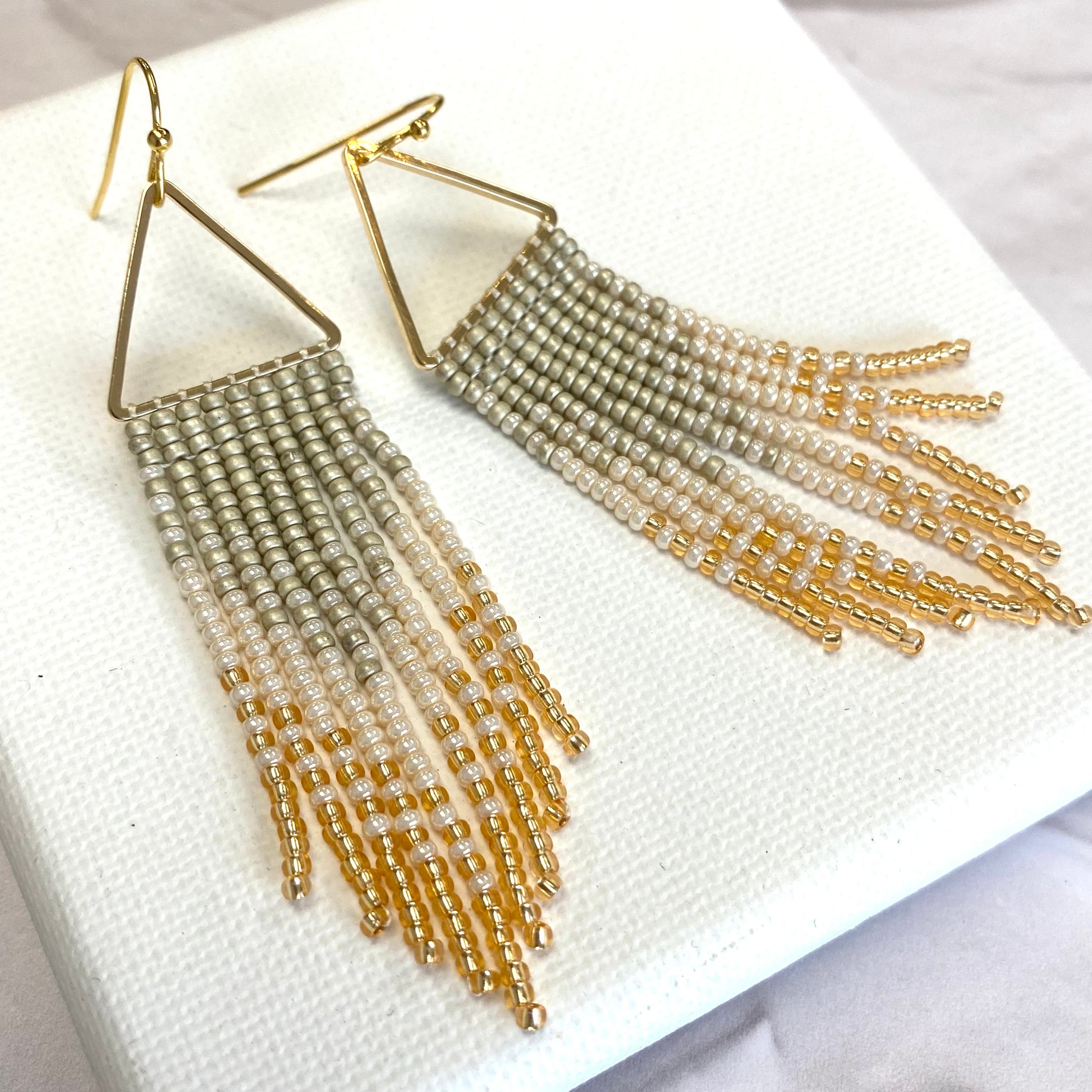 Aurora Crafted Style-Soft Neutral Ombre Triangle (Gold)-Earrings-Aurora Crafted Jewellery-