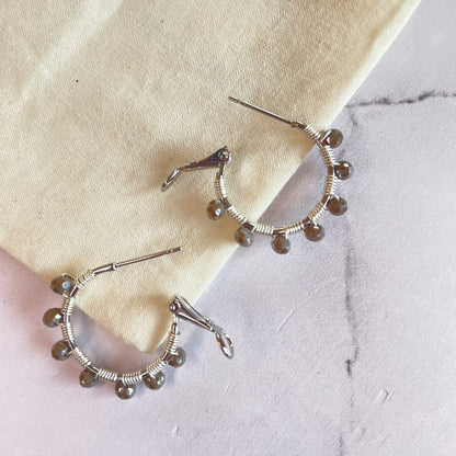 Aurora Crafted Style-Retro Hoop in Smokey Grey (Silver)-Earrings-Aurora Crafted Jewellery-