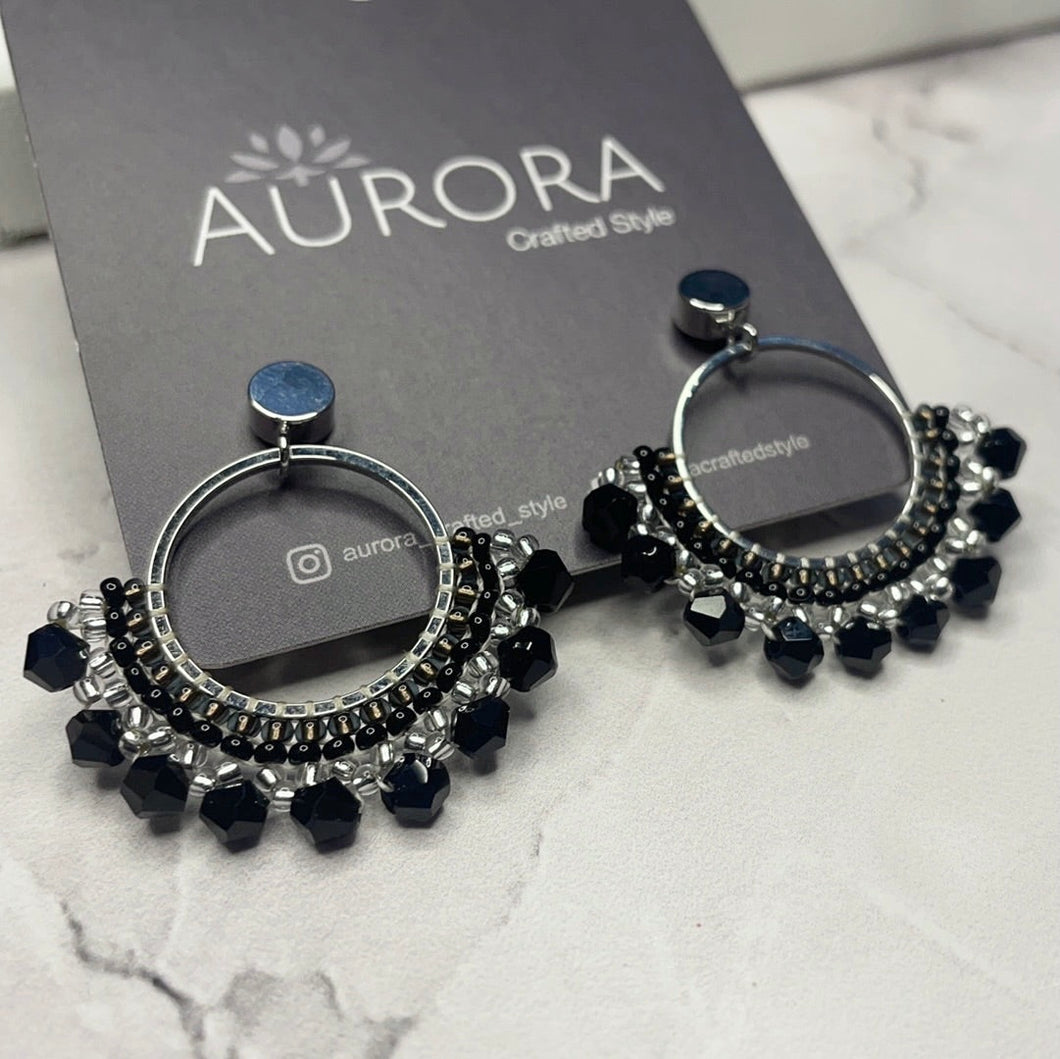 Aurora Crafted Style-Small Frida in Black (Silver)-Earrings-Aurora Crafted Jewellery-